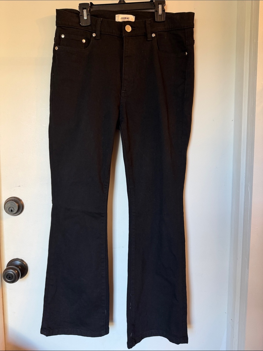 Jason Wu Women's Jeans Bardot High Rise Cropped Boot Cut 12 Black